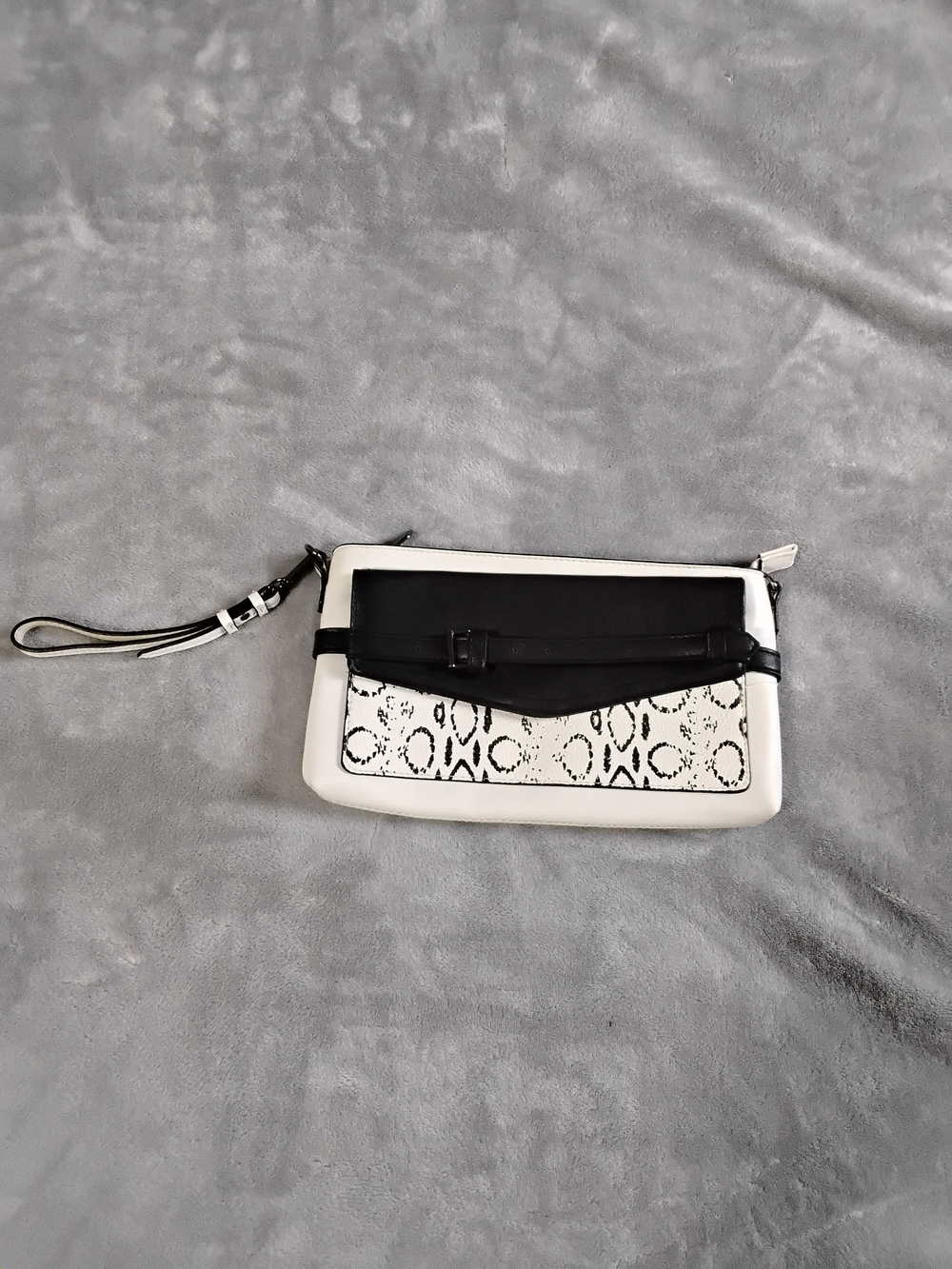 Black and White Animal-Print Wristlet Clutch
